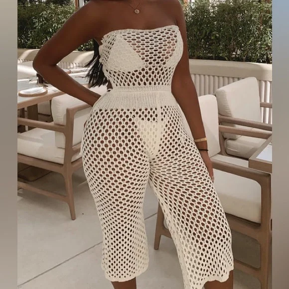 Fashion Nova Ivory Crochet Coverup - Picture 1 of 5